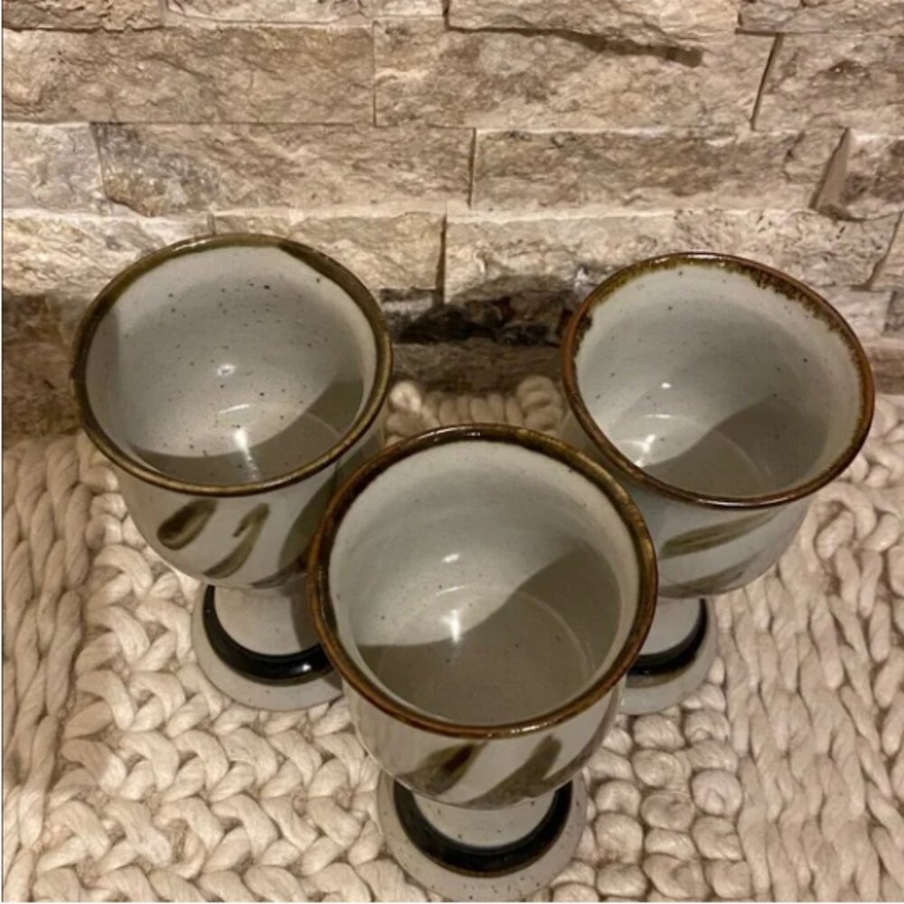 Hand-Thrown Stoneware Chalice Set (Set of 3) - Picture 2 of 4